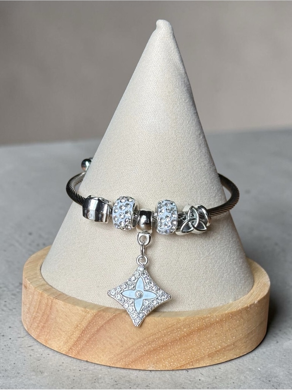 Silver Stainless Steel Charm Bracelet
